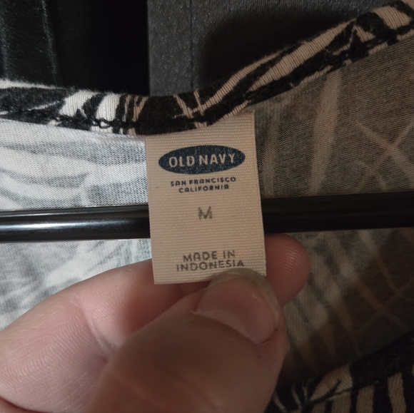 Old Navy Black & White Palm Leaf Midi Sundress - Size L - Tropical Boho - Picture 2 of 4
